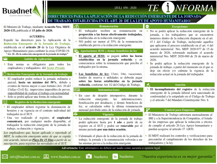 ElMinistrodeTrabajo,medianteAcuerdoNro.MDT2020-133,publicadael15juliode2020.